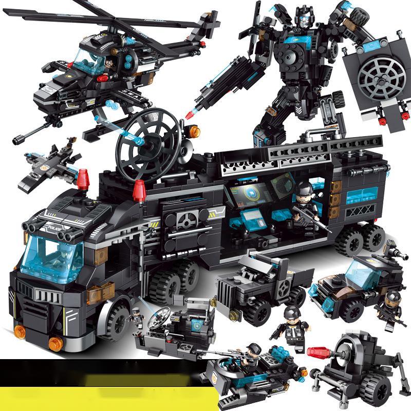 Military 8 Stadt SWAT kinder Puzzle Montiert Gebäude Block Spielzeug
