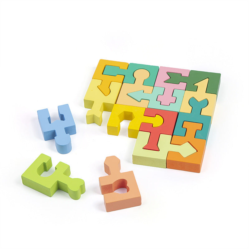 Kinder Holz spielzeug Geometrische Bausteine Drei dimensionale Mosaik platte