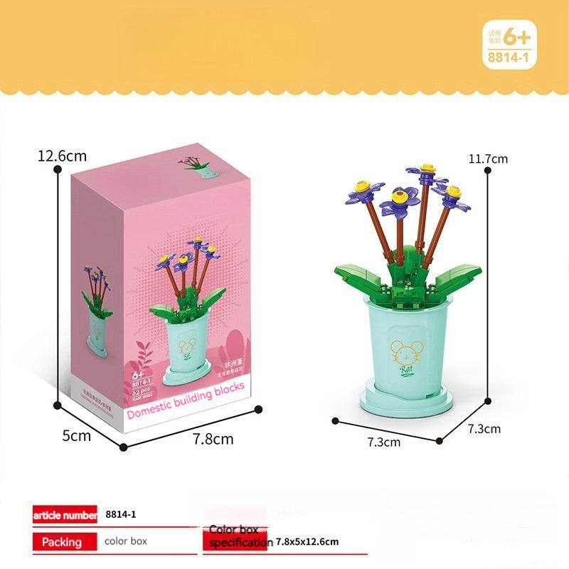 Bausteine Blumentopf DIY kleine Partikel Pädagogisches Spielzeug Desktop Dekoration Puzzle