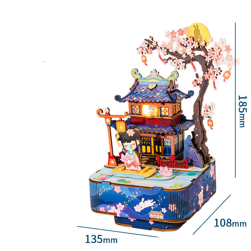 Handgemachte Merry-go-round Spieluhr Holz Puzzle Spielzeug