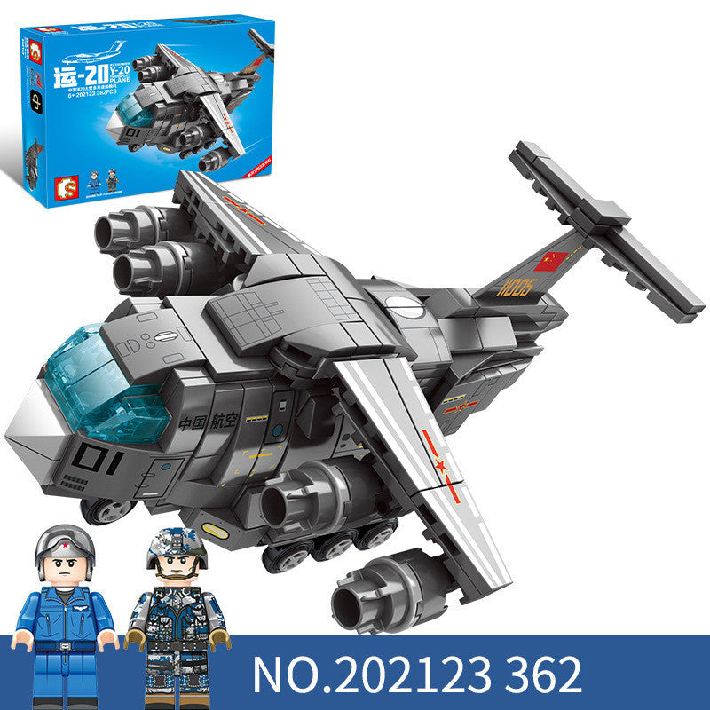 Gebäude Block Aircraft Military Serie Große Transport Montage Spielzeug