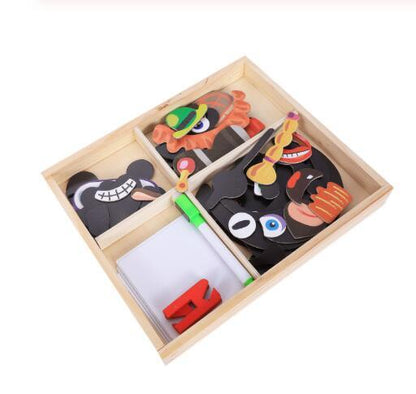 Montessori Magnetische Spaß Puzzle kinder Holz Puzzle Box Spiel Cartoon Pädagogisches Malerei Spielzeug Für Kinder Geschenk Anti-Stress-