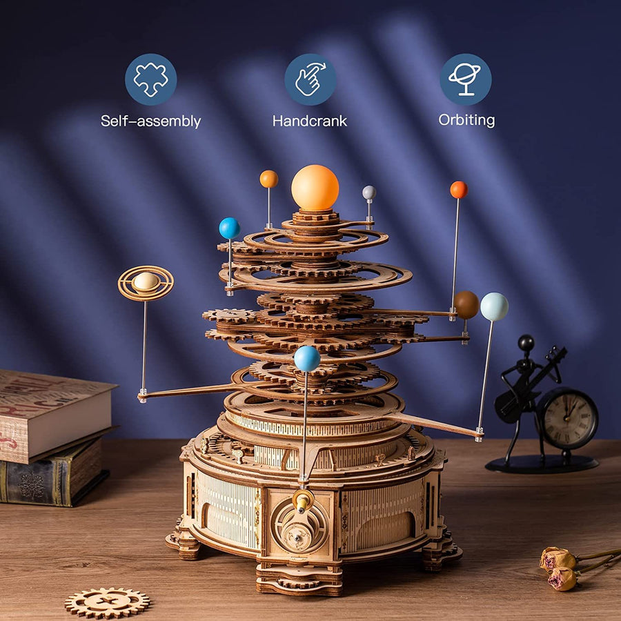Robotime ROKR 316PCS drehbarer mechanischer Orrery 3D Holz puzzle Spiele montieren Modell Gebäude Kits Spielzeug Geschenk für Kinder Jungen