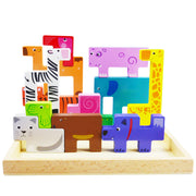 Holz tier baustein spielzeug puzzle für kinder