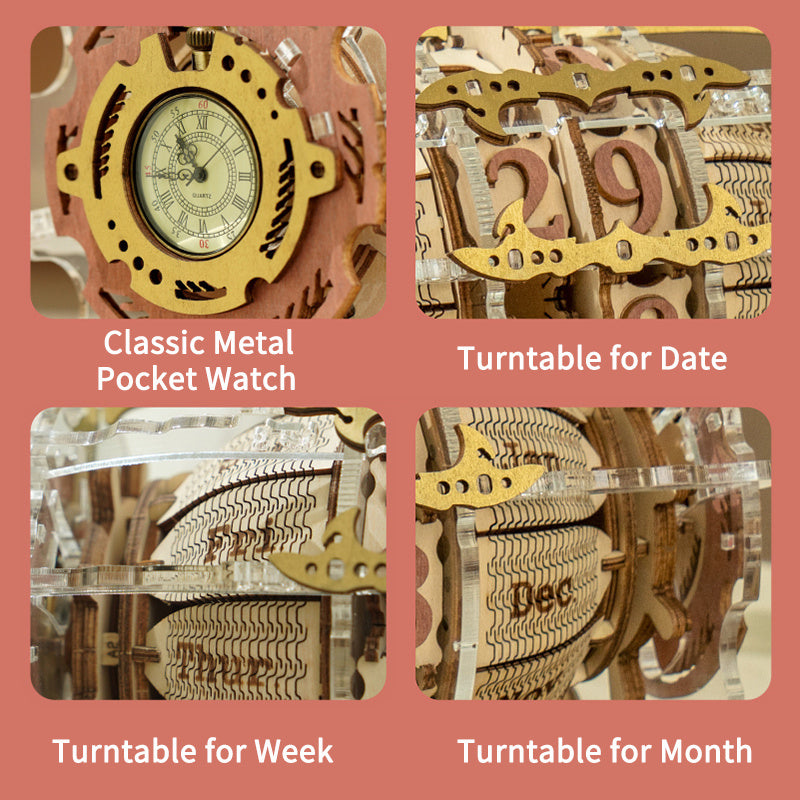 Robotime ROKR Zeit Motor Kalender 3d Holz Puzzle Modell Spielzeug für Kinder Kinder LC801
