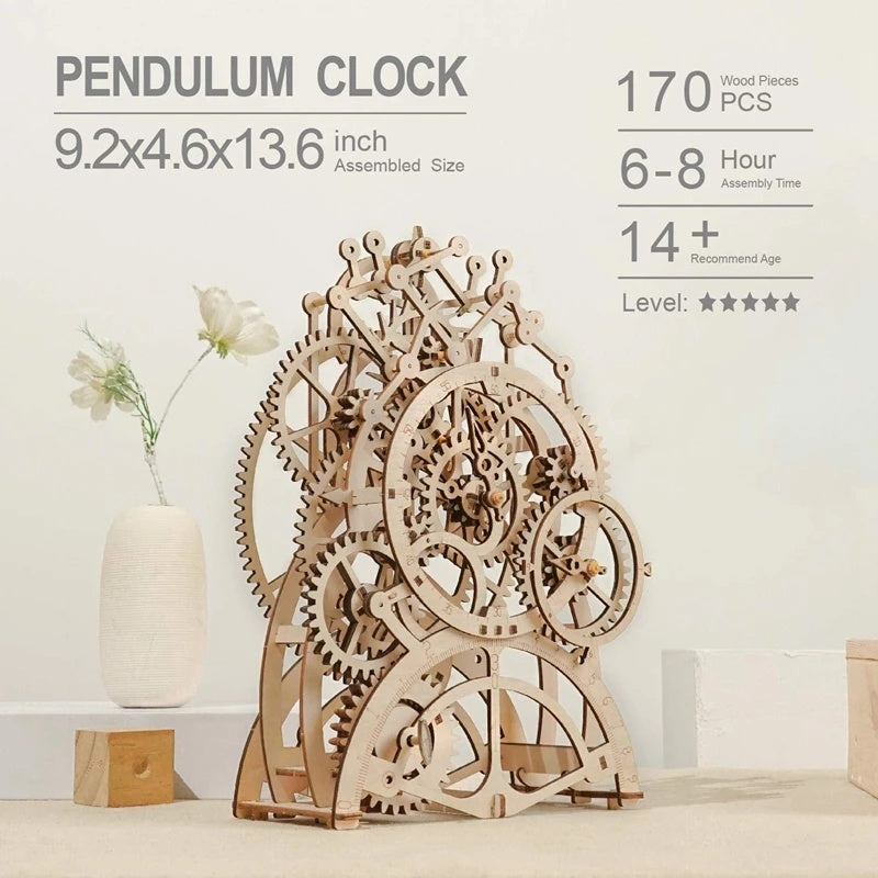 Robotime Rokr Pendel Uhr 170 Pcs 3D Holz Puzzle Spielzeug Gebäude Block Kits Montage Geschenke Für Kinder Erwachsene Dropshipping