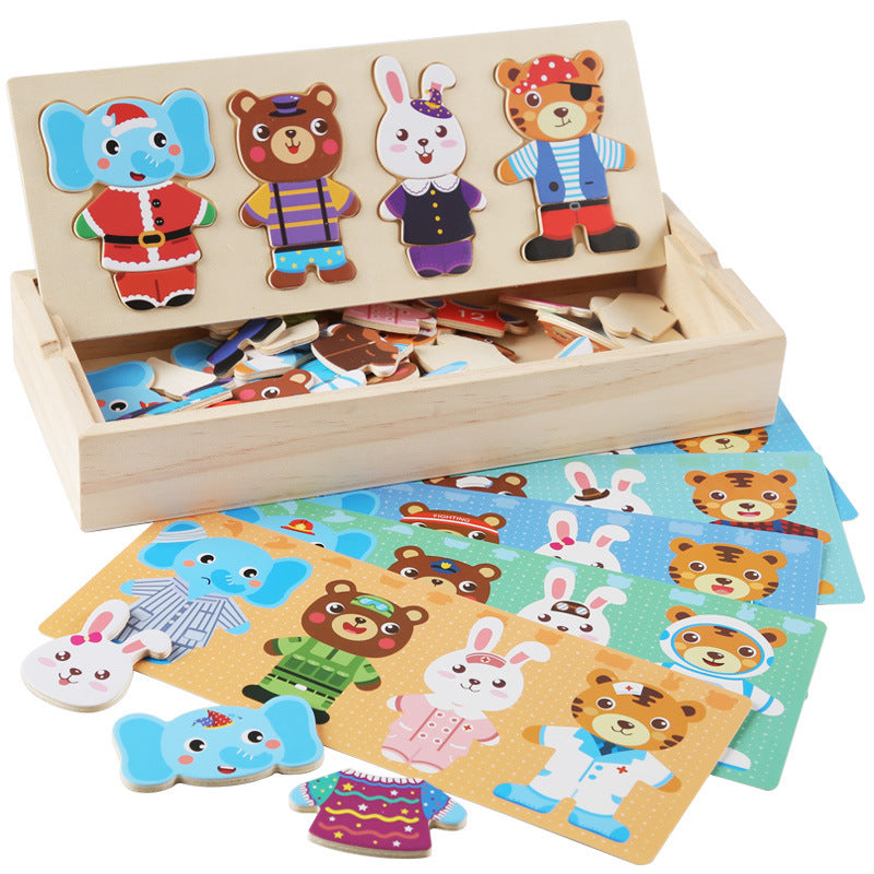 Kinderspielzeug Holzpuzzle Frühförderung Cartoon