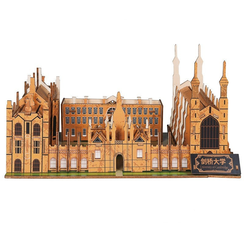 Holz 3D Jigsaw Puzzle Berühmte Universität Baustein Spielzeug