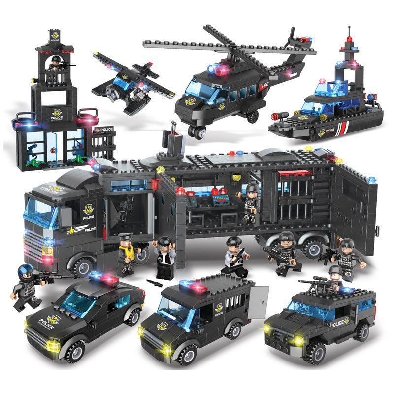 Military aircraft carrier polizei bausteine kinder montiert DIY spielzeug