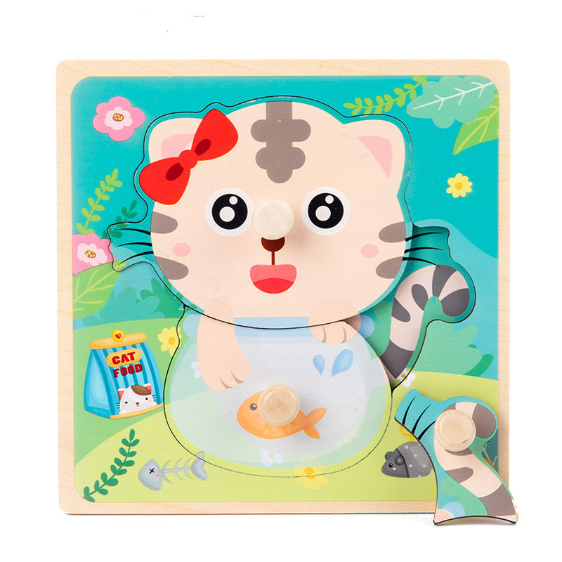 Kinderspielzeug Holz Neu 3D Dreidimensionale Holz-Pegs Handgreif-Puzzle