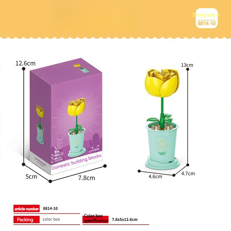 Bausteine Blumentopf DIY kleine Partikel Pädagogisches Spielzeug Desktop Dekoration Puzzle