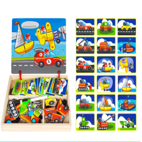 Holz Magnetischen Puzzle Spielzeug Kinder 3D Puzzle Box Abbildung Tiere Circus Schreiben Zeichnung Bord Lernen Bildung Spielzeug Für Kinder