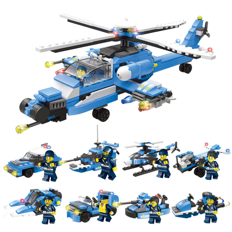 Military aircraft carrier polizei bausteine kinder montiert DIY spielzeug