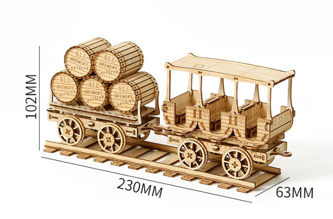 mytooy 3D Holzpuzzle Zug mit Fässern für Kinder - MyTooy
