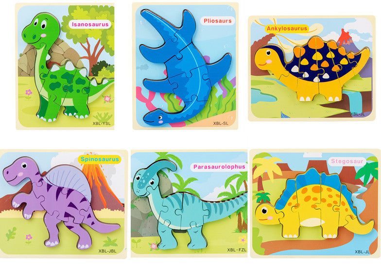 Holz 3D Dinosaurier Hand Greifen Bord Puzzle