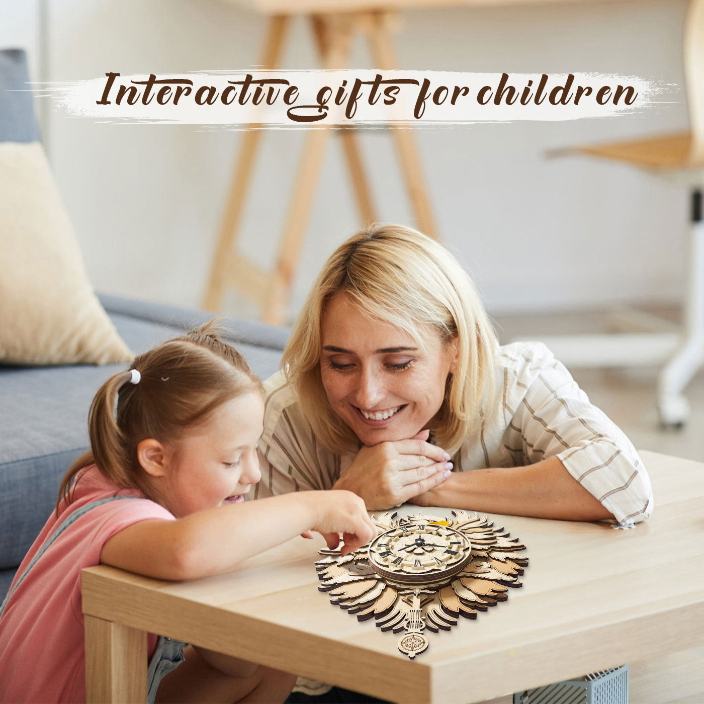 "Home Fashion Minimalistischer Falke mit Wanduhren-Puzzlespielzeug"