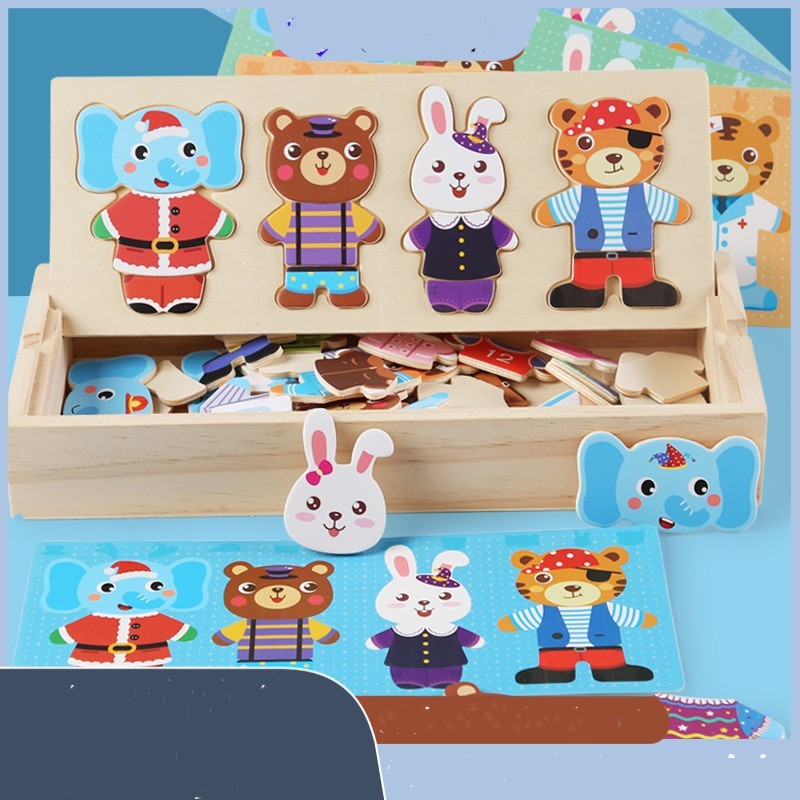 Kinderspielzeug Holzpuzzle Frühförderung Cartoon
