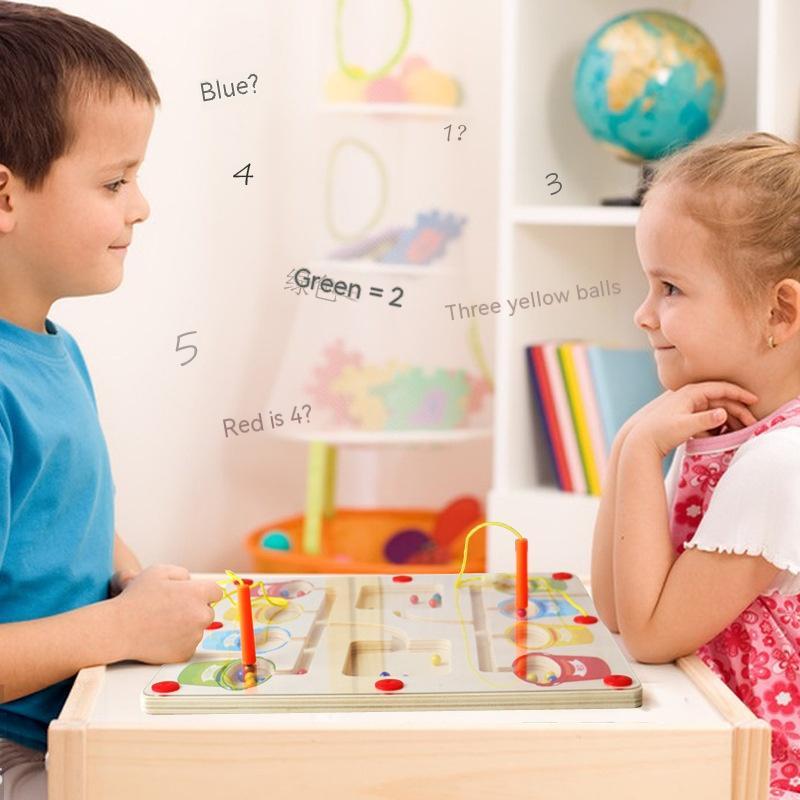 Magnetische Perlen aus Holz Kinder denken pädagogisches Spielzeug
