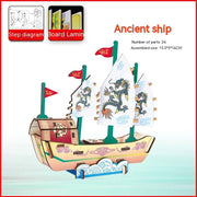 Hölzernes Piraten schiff zusammen gebaut Modell dekoratives Spielzeug