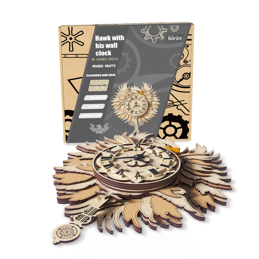 "Home Fashion Minimalistischer Falke mit Wanduhren-Puzzlespielzeug"