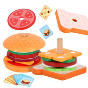 Holz simuliertes Burger Sandwich Kinder pädagogisches Spielzeug