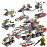 Military aircraft carrier polizei bausteine kinder montiert DIY spielzeug