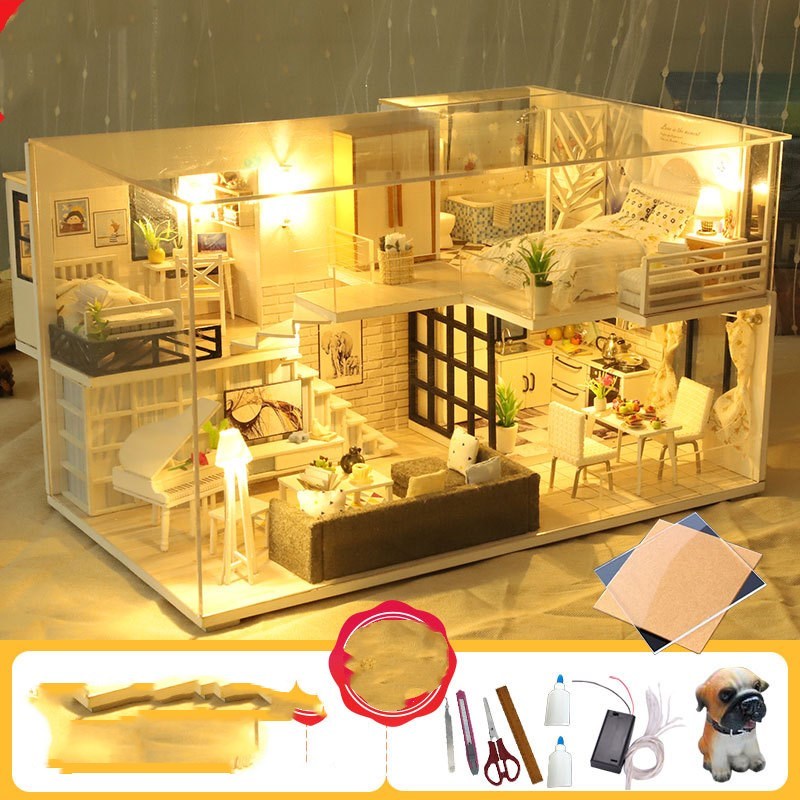 Mini Holz Haus Montieren 3D Miniaturas Puzzle Spielzeug Für Kinder Mädchen Geschenk