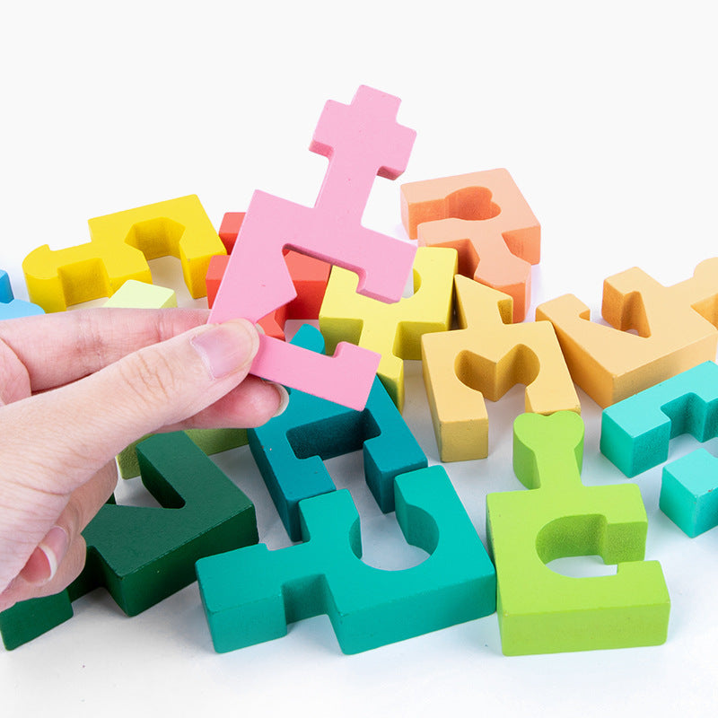 Kinder Holz spielzeug Geometrische Bausteine Drei dimensionale Mosaik platte