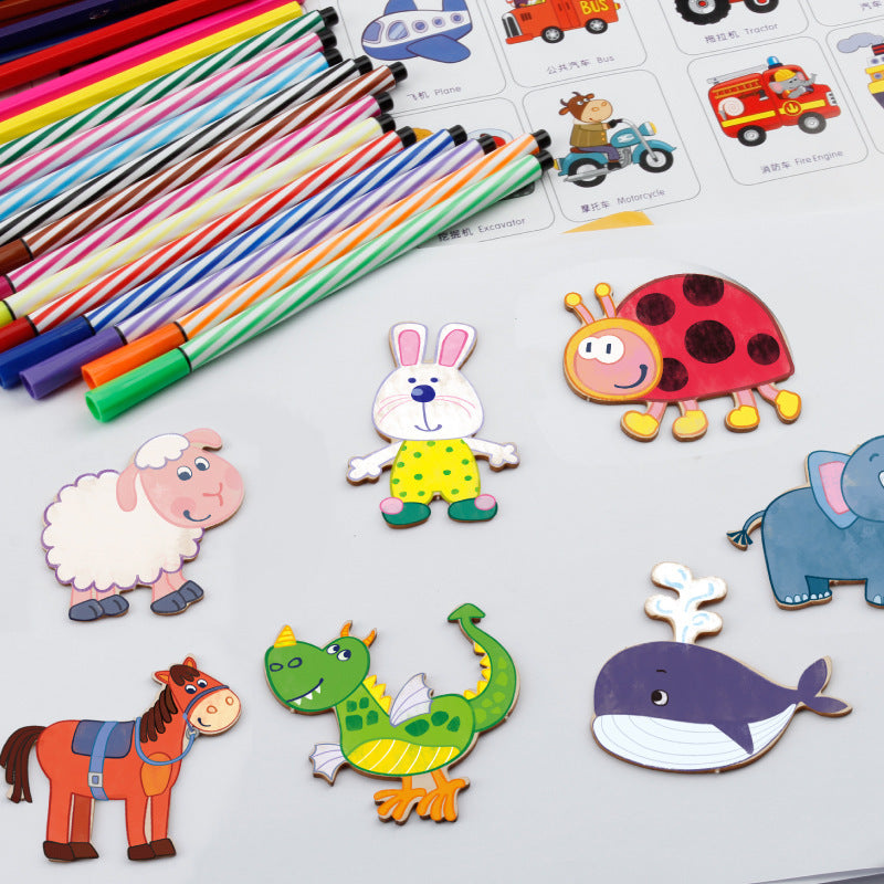 Kinder aquarell stift graffiti werkzeug set frühen kindheit pädagogisches spielzeug holz malerei graffiti zeichnung bord