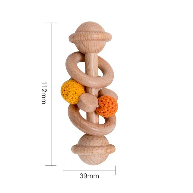 1PC Baby Beißring Spielzeug Buche Holz Rassel Holz Zahnen Ritt