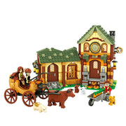 Mittelalterlicher Bauernhof Kleine Partikel DIY Kunststoff Zusammenbau Bauklötze Spielzeug