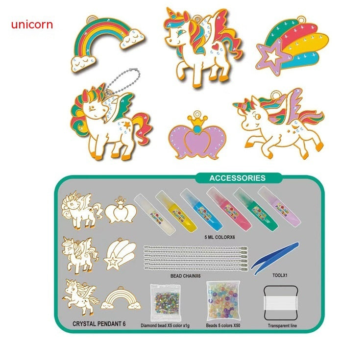 Kinder Kristall kleber Malerei Backfrei Malerei DIY Handgemachte Ornamente Mädchen Spielzeug Anzug Weihnachts geschenke