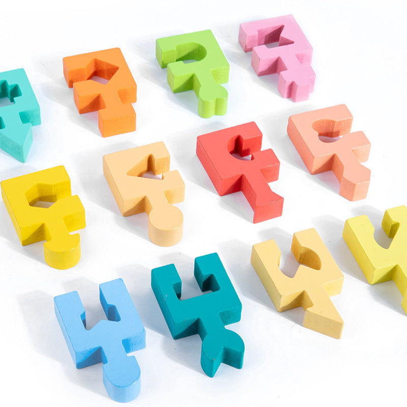 Kinder Holz spielzeug Geometrische Bausteine Drei dimensionale Mosaik platte