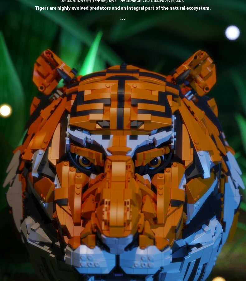 "Tigerkopf Bauklötze Dekoration Zusammengebautes Tiermodell Wasserhahn Kreative Spielzeuge"