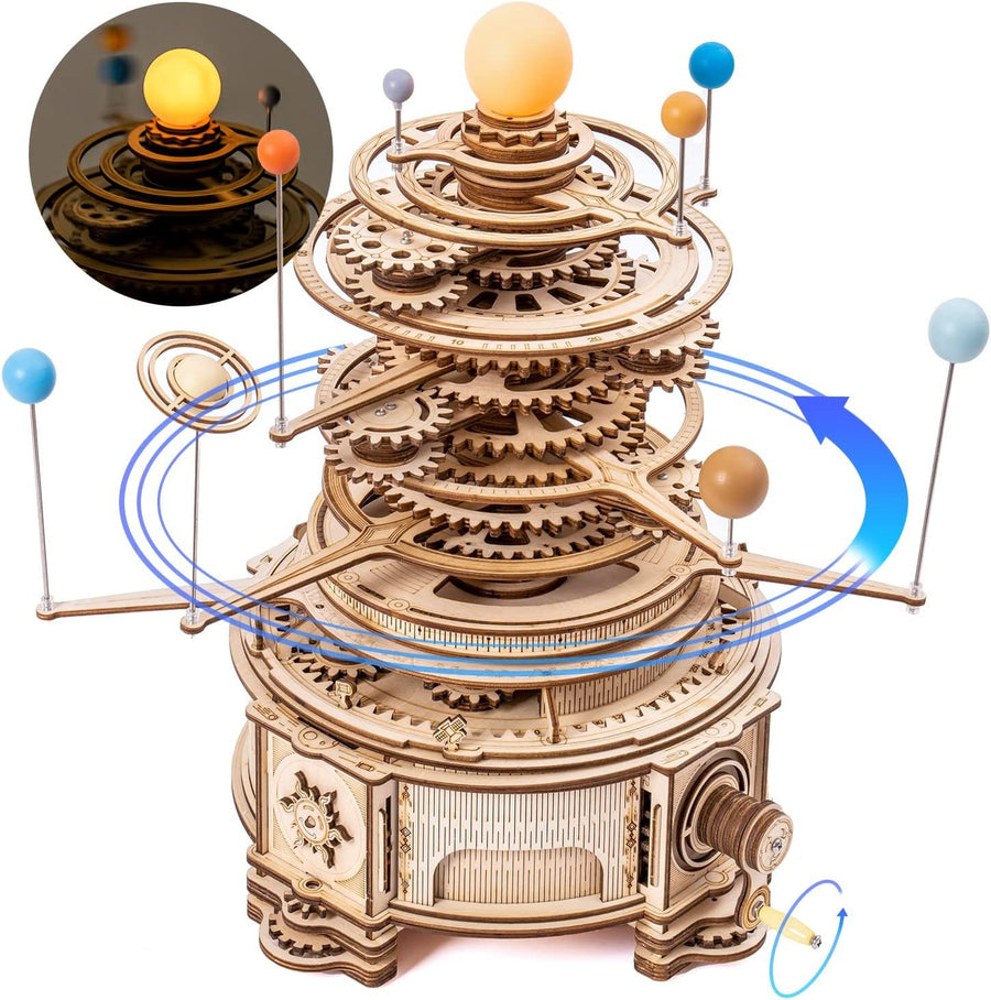 Robotime ROKR 316PCS drehbarer mechanischer Orrery 3D Holz puzzle Spiele montieren Modell Gebäude Kits Spielzeug Geschenk für Kinder Jungen