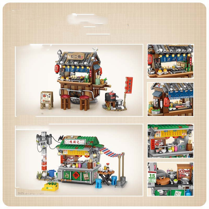 Hong Kong-stil Lebensmittel Stall Straßenbild Puzzle Bausteine kinder Spielzeug