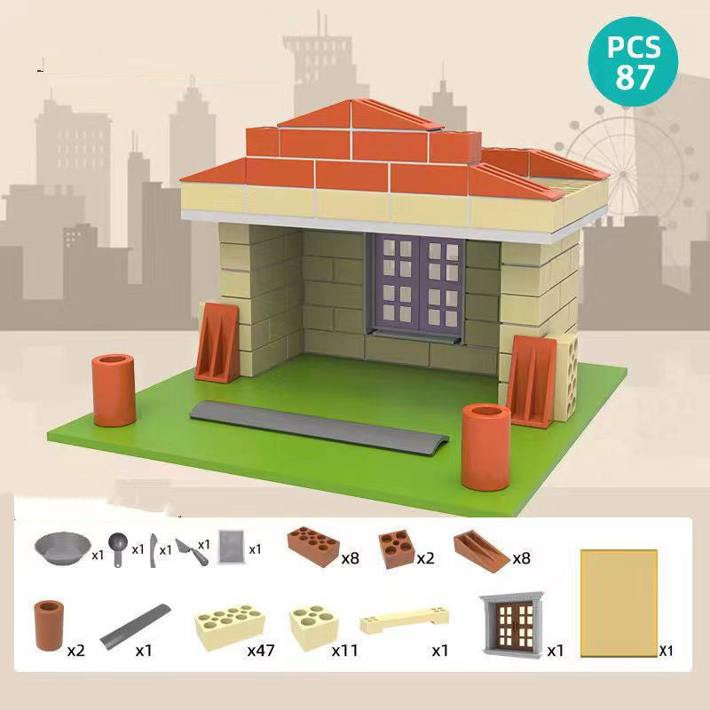 Kinder Bauen EIN Haus Ziegel Montiert Spielzeug