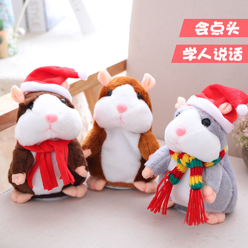 16cm Weihnachten Reden Hamster Plüsch Spielzeug Interaktive Sound Record Plüsch Hamster Stofftiere für Kinder Kinder Weihnachten Geschenk