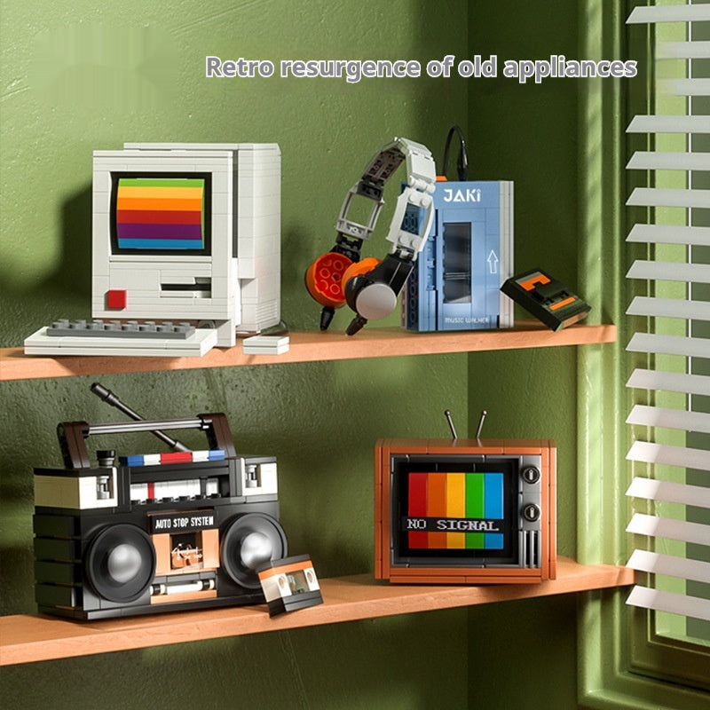 Retro Hausgeräte Bausteine zusammen gebaut Modell pädagogisches Spielzeug