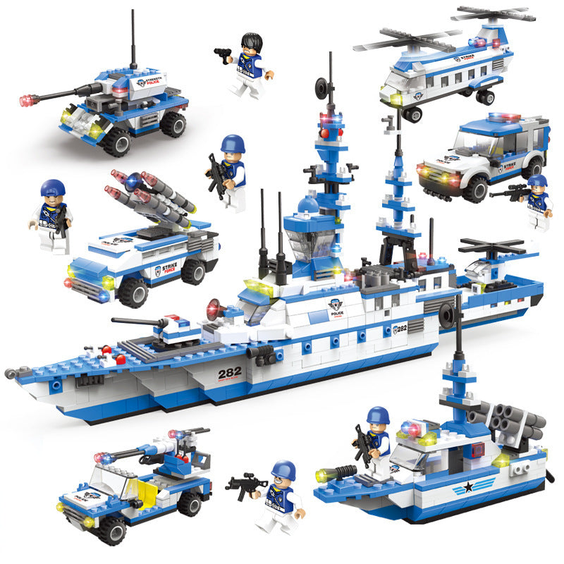 Military aircraft carrier polizei bausteine kinder montiert DIY spielzeug