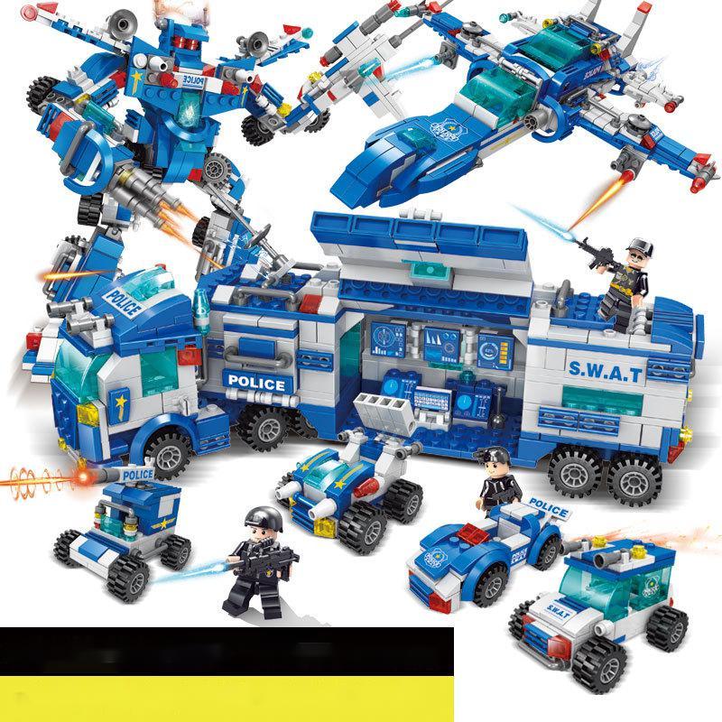 Military 8 Stadt SWAT kinder Puzzle Montiert Gebäude Block Spielzeug