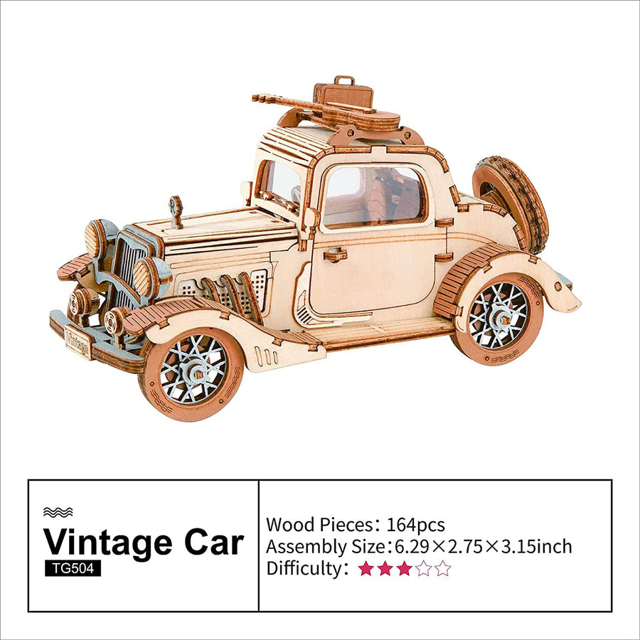 Robotime Rolife Vintage Auto Modell 3D Holz Puzzle Spielzeug für Kinder Erwachsene