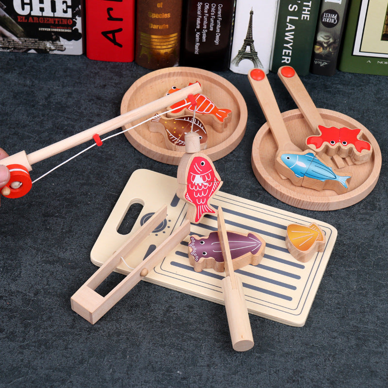 Multifunktion ales magnetisches Angelset Kinder pädagogisches Holz spielzeug