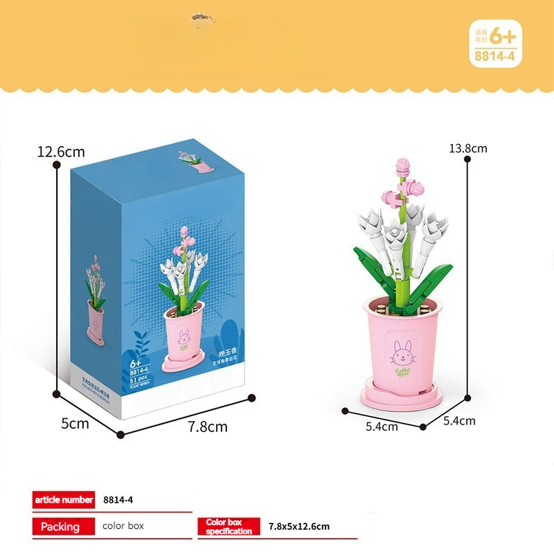 Bausteine Blumentopf DIY kleine Partikel Pädagogisches Spielzeug Desktop Dekoration Puzzle