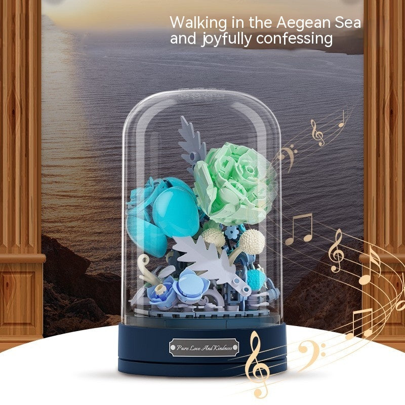 Bauklötze Blume Musikbox Valentinstag Geschenk Zusammengebautes Spielzeug