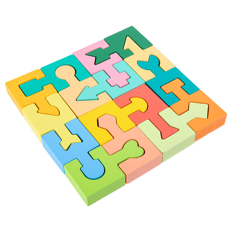 Kinder Holz spielzeug Geometrische Bausteine Drei dimensionale Mosaik platte