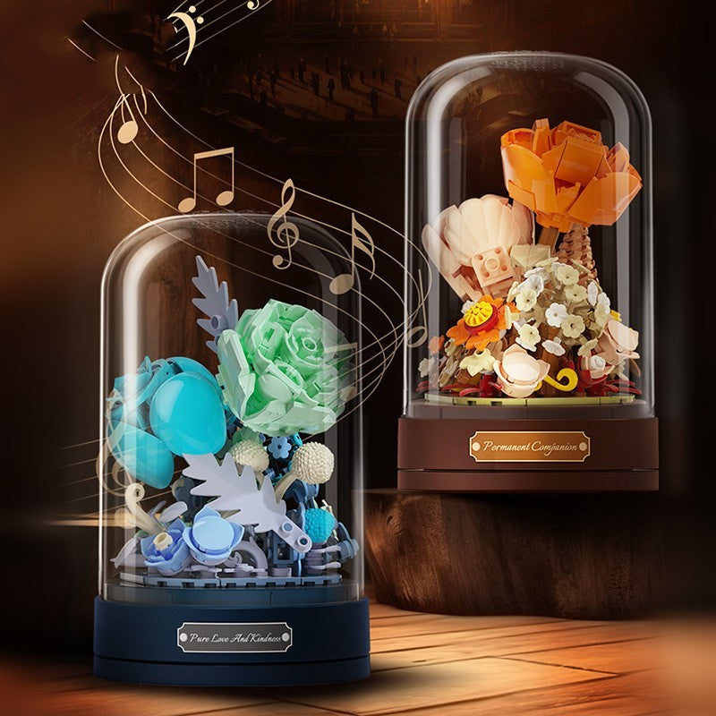 Bauklötze Blume Musikbox Valentinstag Geschenk Zusammengebautes Spielzeug