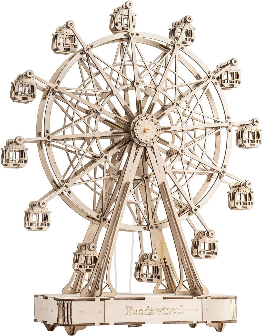 Robotime DIY Holz drehbares Riesenrad Modell mit Spielmusik Spielzeug für Kinder Geburtstag TGN01