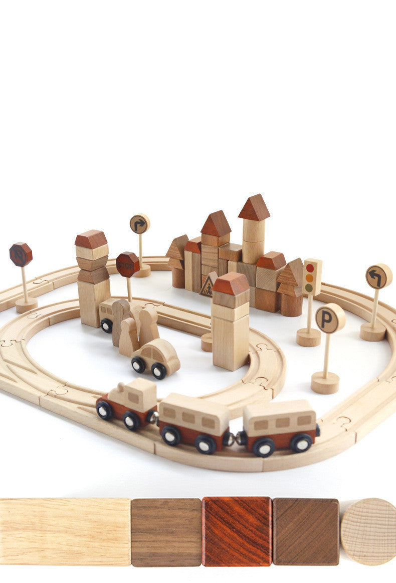 Holz Kreative Wald Track Kinder Puzzle Zu Bauen Urban Rail Transit Holz Spielzeug