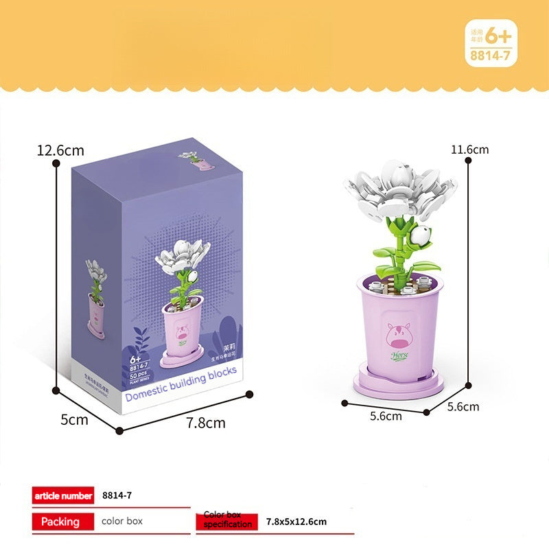 Bausteine Blumentopf DIY kleine Partikel Pädagogisches Spielzeug Desktop Dekoration Puzzle